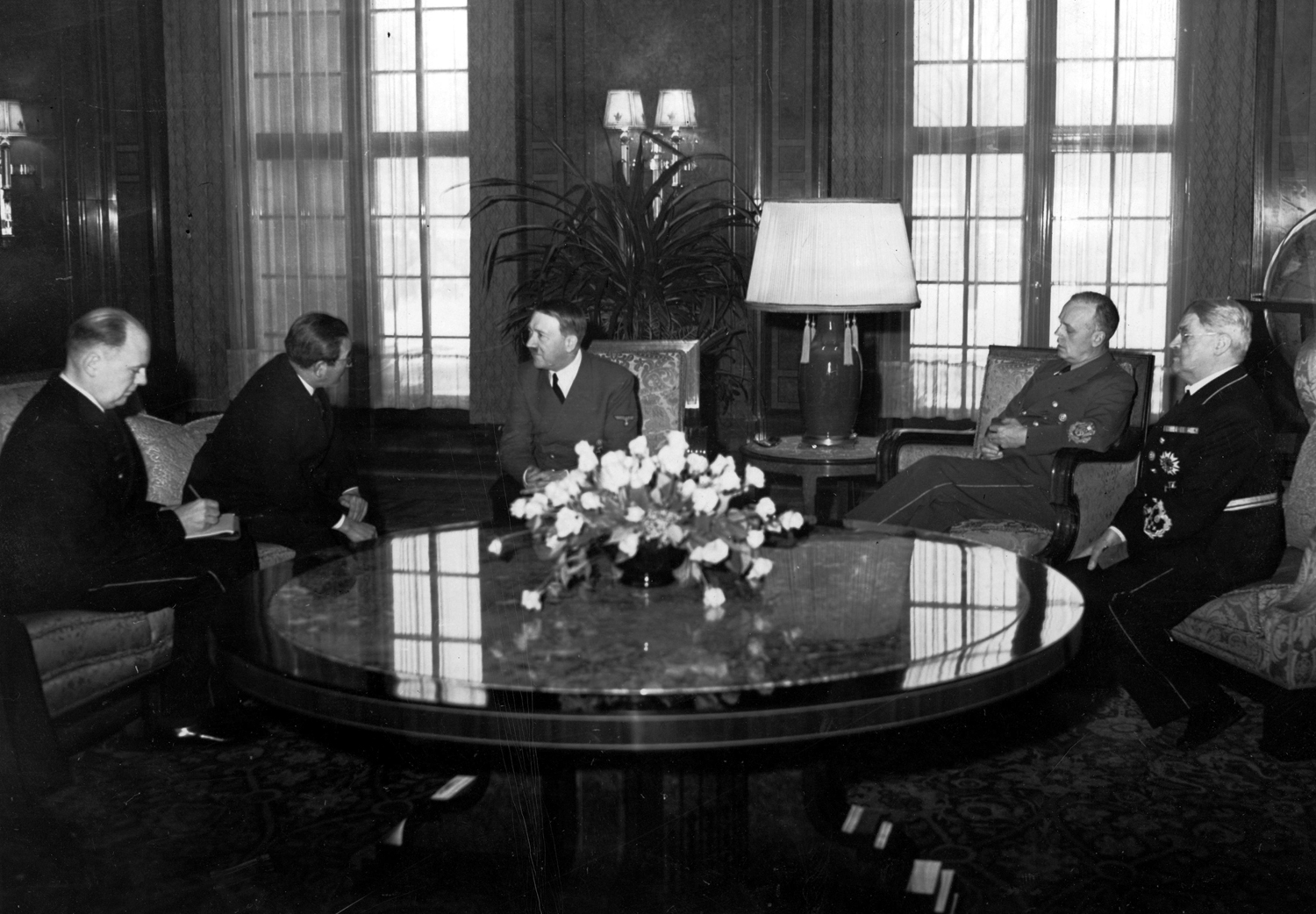 Adolf Hitler receives japanese ambassador Saburō Kurusu as he leaves his diplomatic position in Berlin